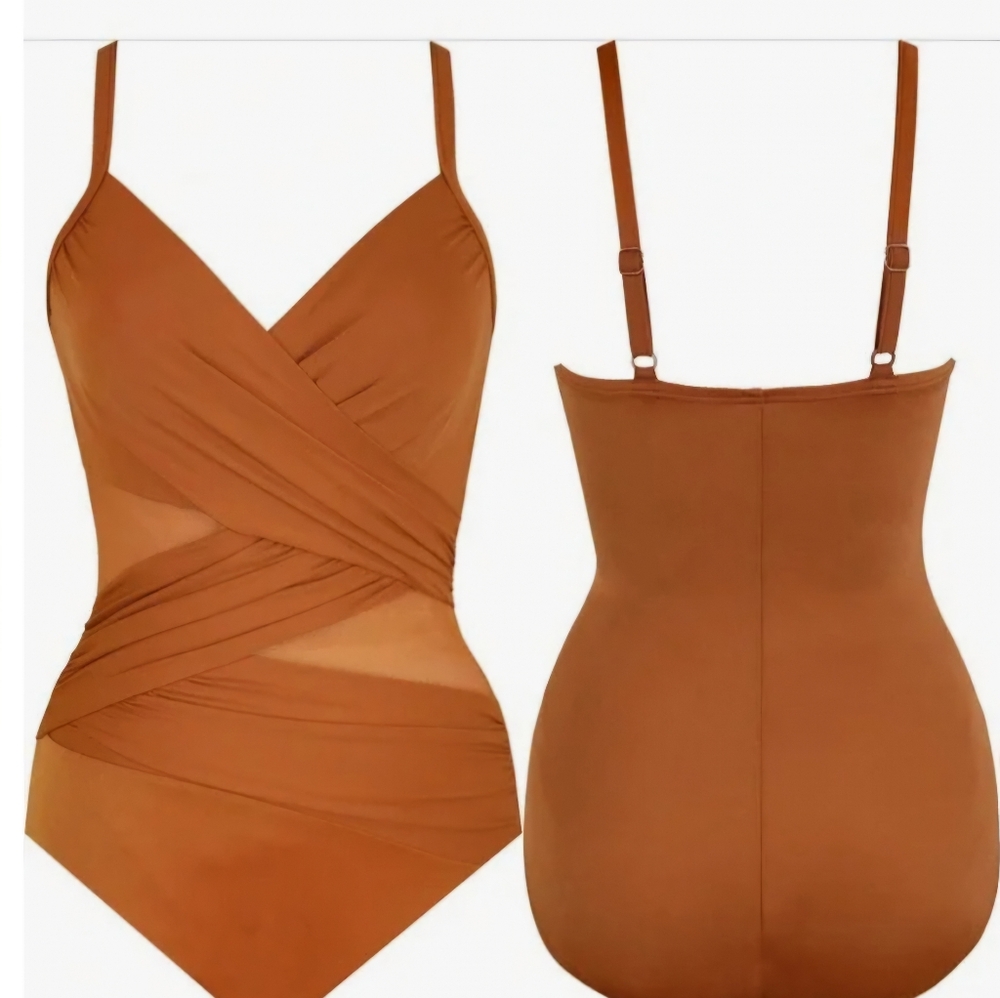 Miraclesuit Brown One Piece Swimsuit with Flattering Fit